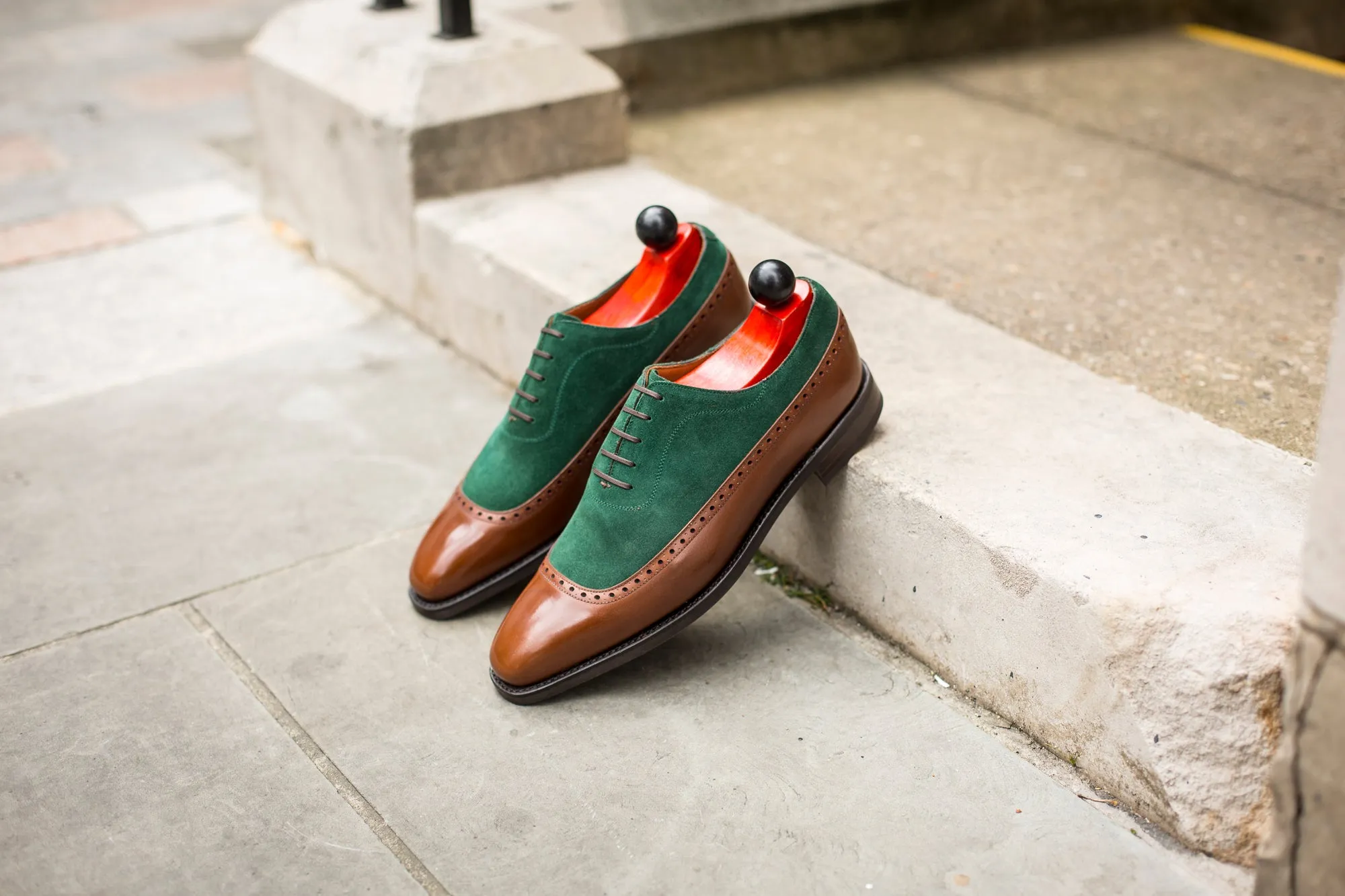 Sebastien - MTO - Caramel Calf / Bottle Green Suede - LPB Last - Country Rubber Sole