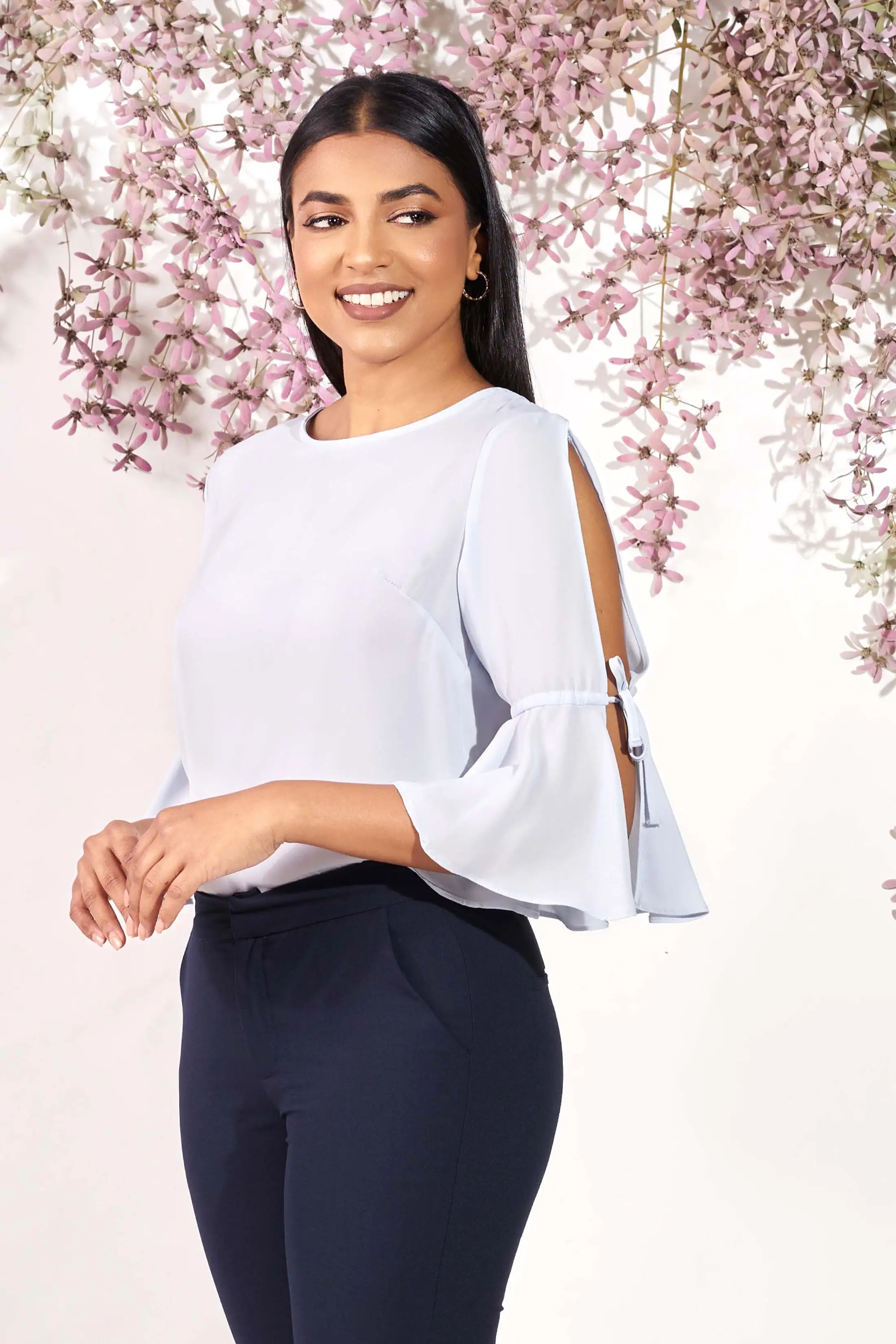 Sleeve Slit Detail Top - Regular Fit