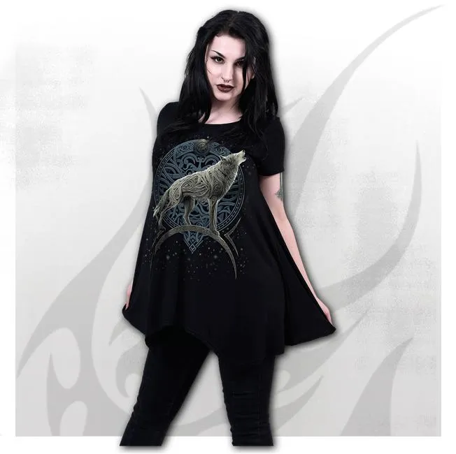 Spiral - Celtic Wolf Smock Tunic Casual Top | Dark Ages