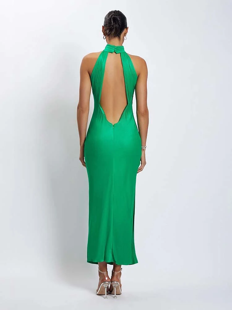 Summer Sexy Long Dress Femme Elegant Slim Off Shoulder Backless Party Club Maxi Dress Women Casual Dresses Green Vestido