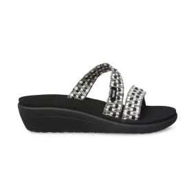 Teva Voya Loma Wedge Tonya Black / White Flip Flops - Women's