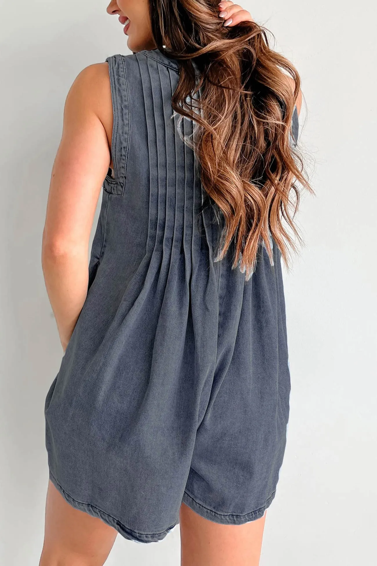 Tie-up Sleeveless Denim Rompers