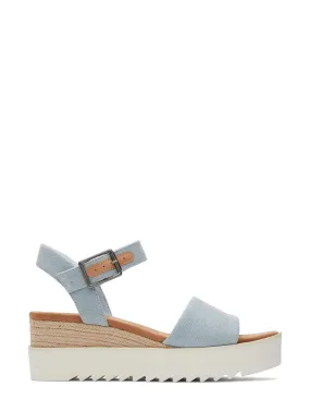 TOMS Diana Wedge Sandal in Pastel Blue Washed Denim (Final Sale)