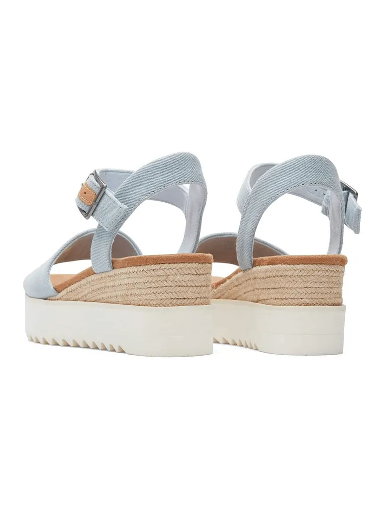 TOMS Diana Wedge Sandal in Pastel Blue Washed Denim (Final Sale)