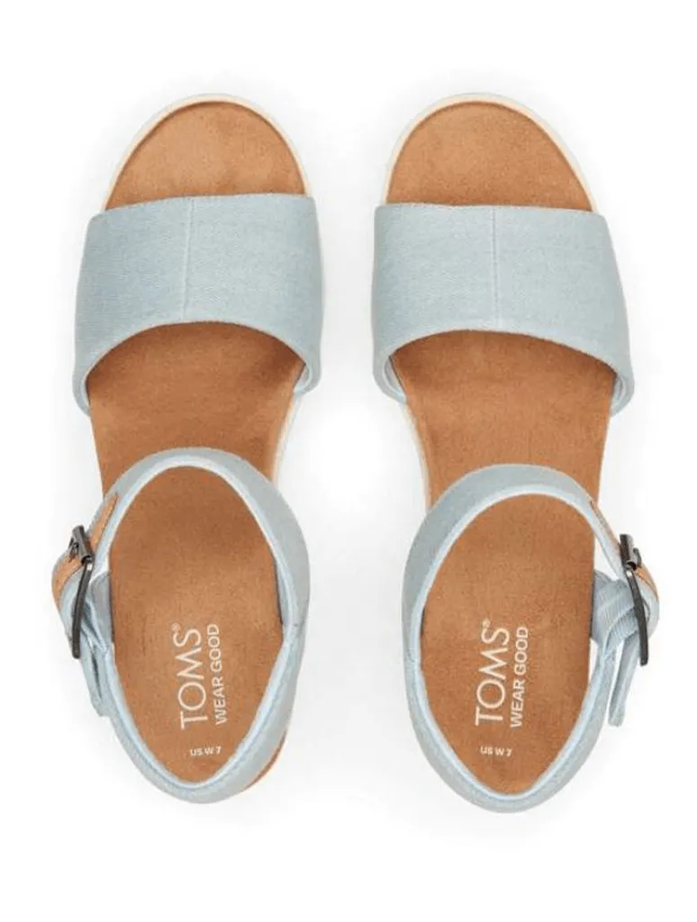 TOMS Diana Wedge Sandal in Pastel Blue Washed Denim (Final Sale)