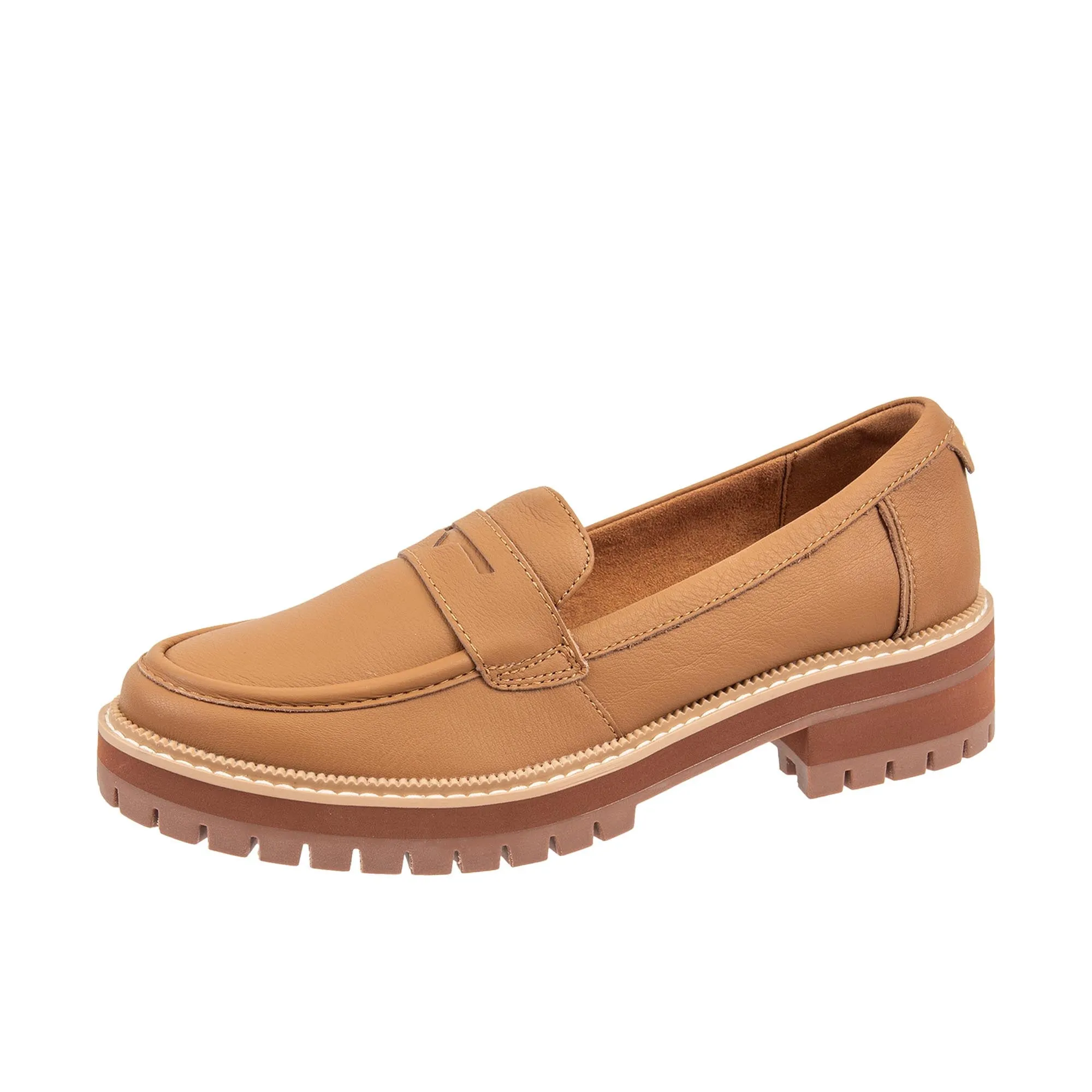 TOMS Womens Cara Leather Loafer Tan