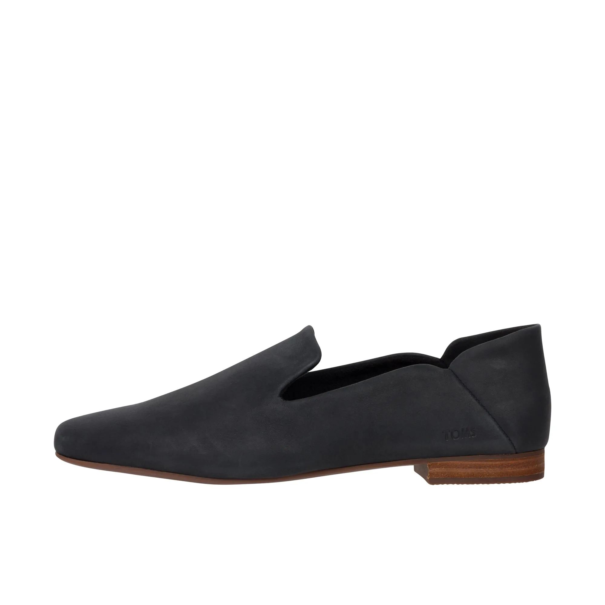 TOMS Womens Lara Flat Black Leather