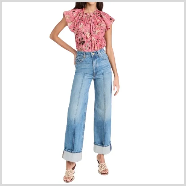 ULLA JOHNSON  |Flower Patterns Casual Style Short Sleeves Shirts & Blouses