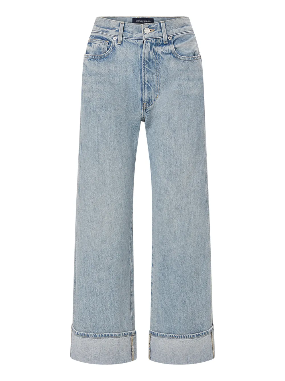 Veronica Beard Taylor Cropped High Rise Wide Leg Jeans in Airway Cloud