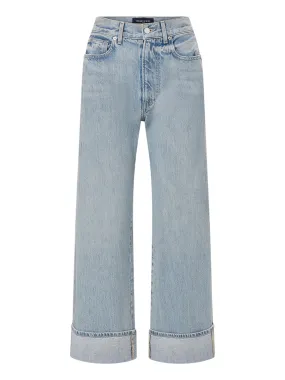 Veronica Beard Taylor Cropped High Rise Wide Leg Jeans in Airway Cloud