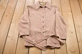 Vintage 1970s Russ Hounds Tooth Button Up Shirt / 1970s Button Up / Vintage Flannel / Plaid Flannel / Casual Shirt / Formal Shir