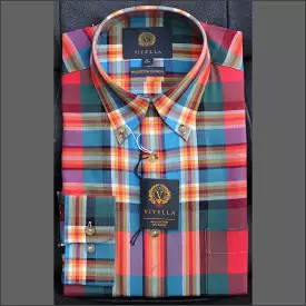 VIYELLA Macgill Tartan CHECK WOOL BLEND Button Down Collar  SHIRT <>