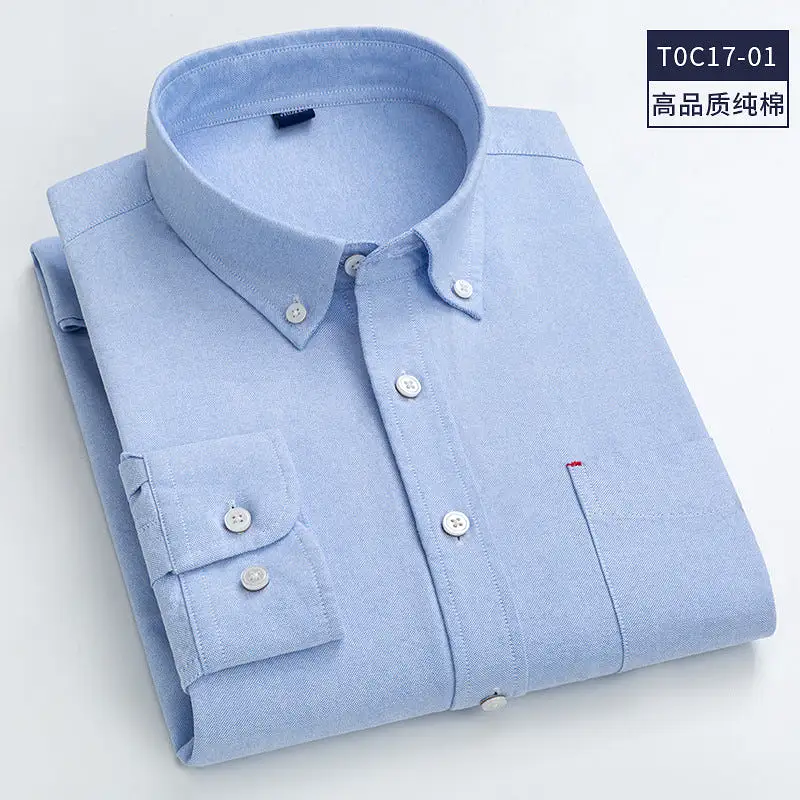 Washed cotton Oxford shirt men's casual shirt