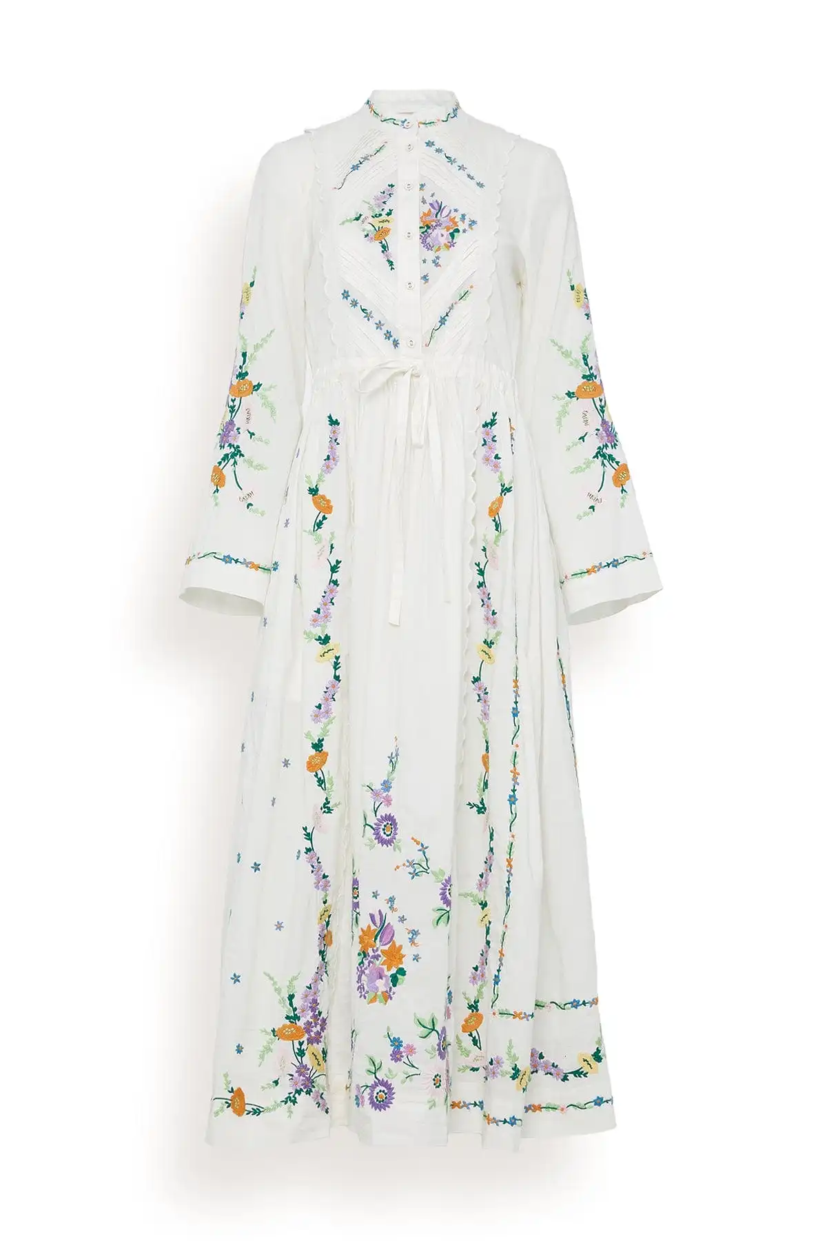 Willa Embroidered Shirtdress in Ivory