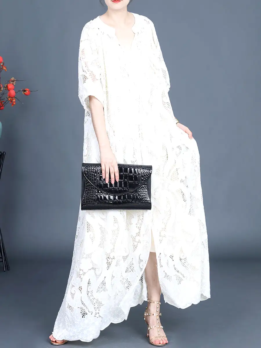 Women Summer Artsy Cutout Lace Maxi Dress KL1050