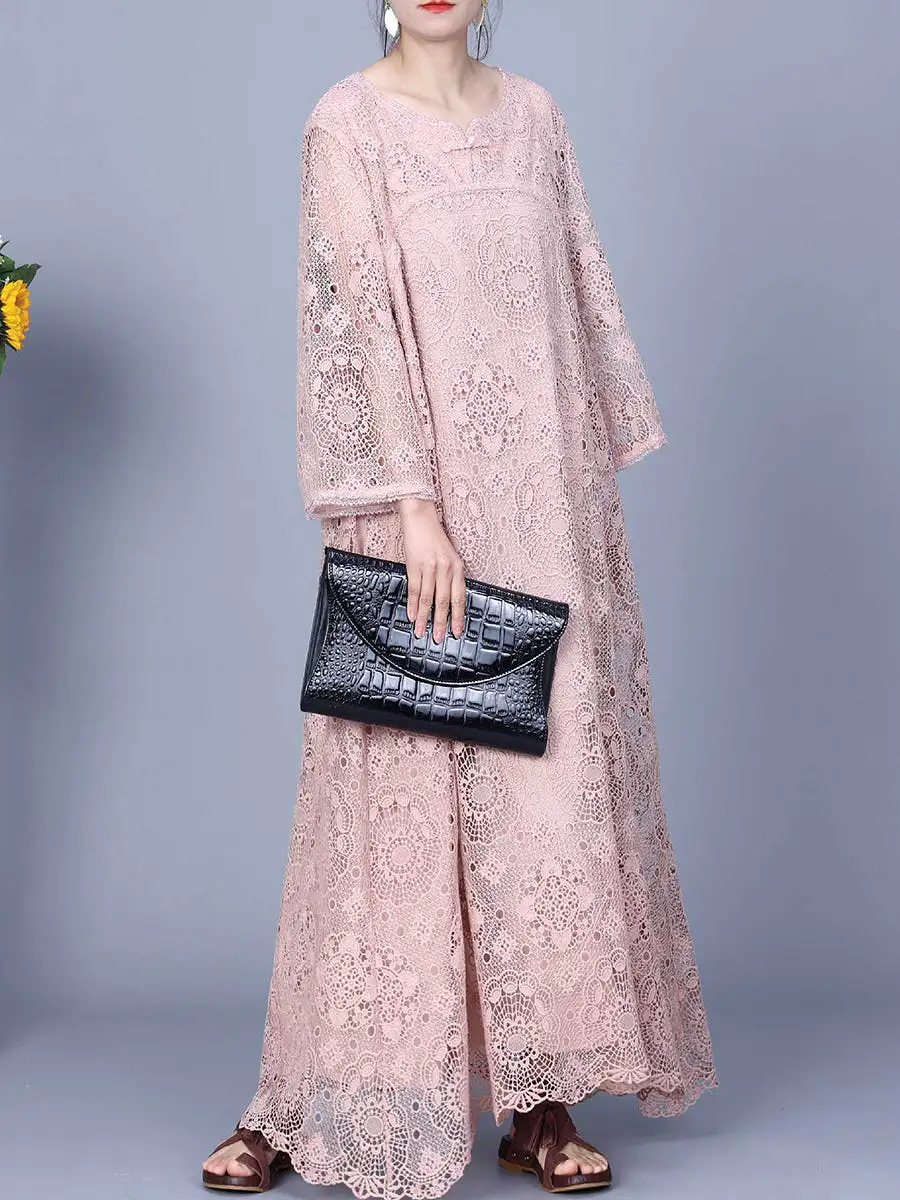 Women Summer Artsy Lace Spliced Maxi Dress KL1017