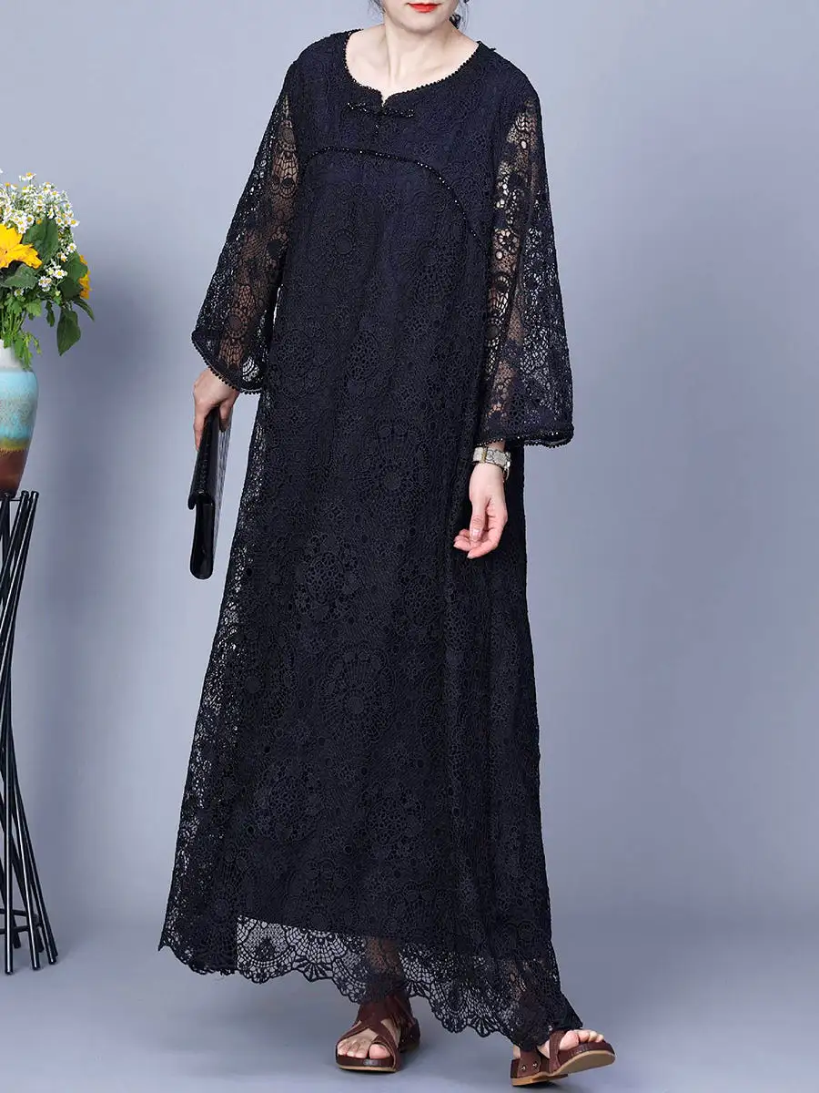 Women Summer Artsy Lace Spliced Maxi Dress KL1017