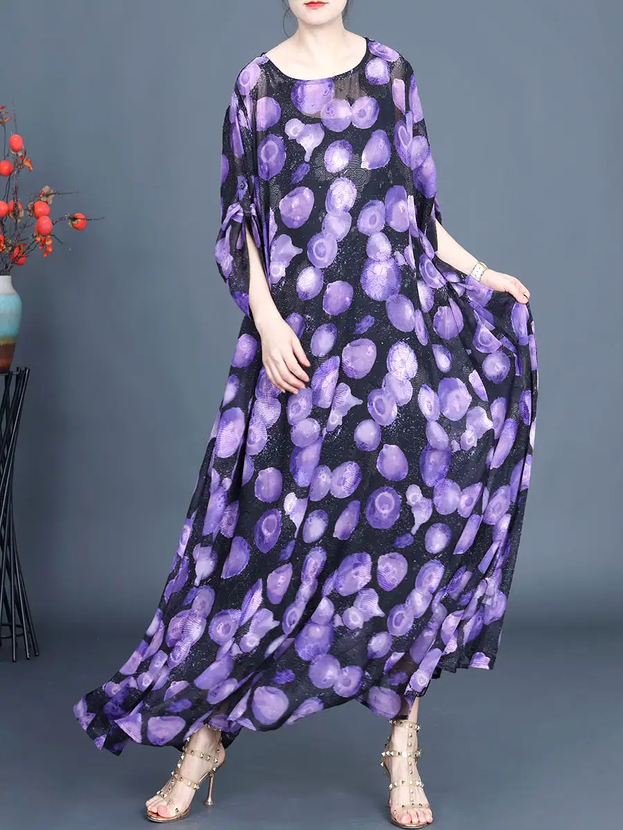 Women Summer Jacquard Loose Maxi Dress KL1004