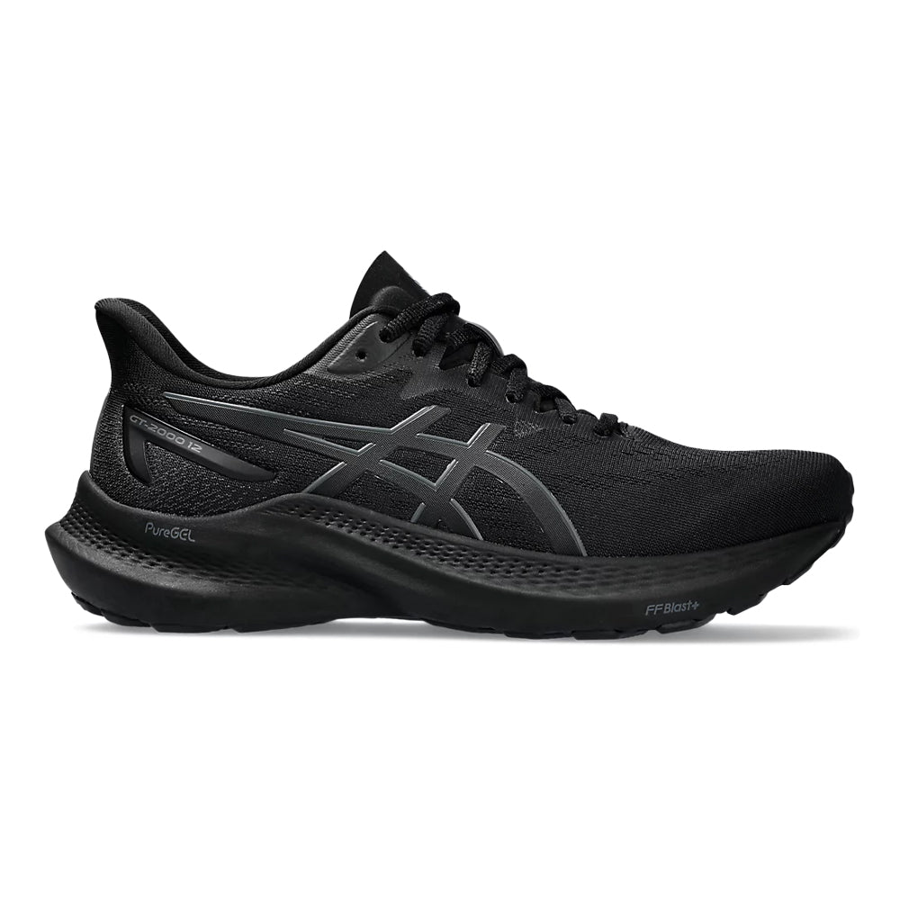 Women's Asics GT-2000 12, Black/Black, 7 B Medium