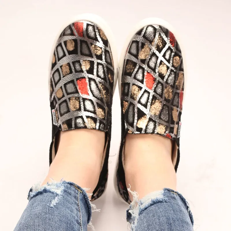 Women's Autumn Casual Round Toe Sequined Cloth Comfortable Basic Flats