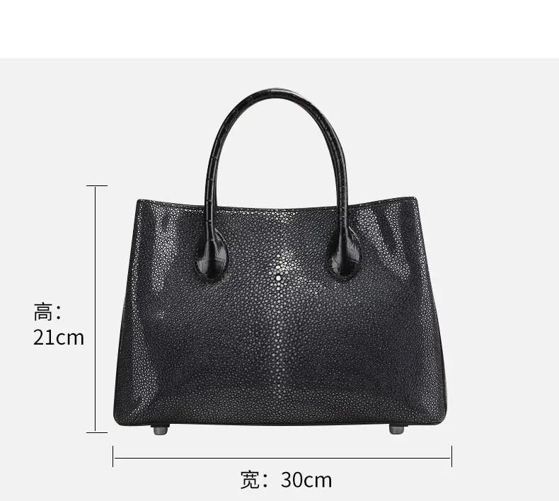 Women's Casual Pearl Fish Skin Large Capacity Shoulder Handbag