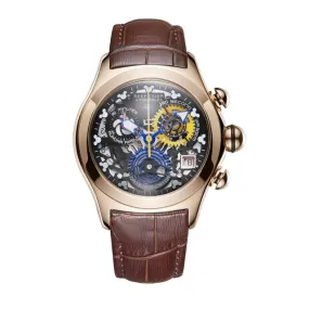 Women's Luxury Genuine Leather Strap Steel Skeleton Quartz Watch