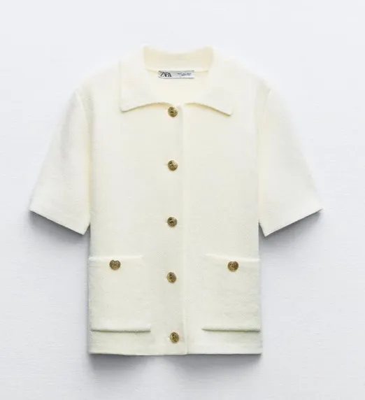 ZARA  |Casual Style Plain Short Sleeves Elegant Style Cardigans