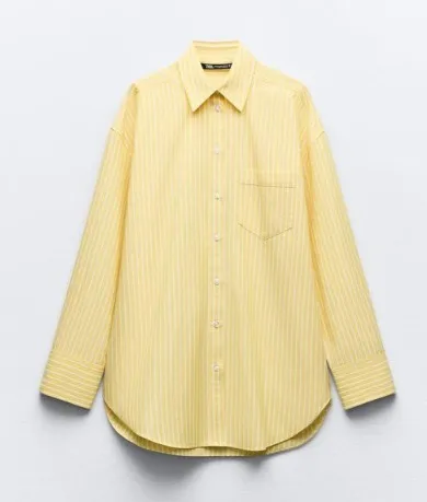 ZARA  |Stripes Casual Style Long Sleeves Cotton Elegant Style